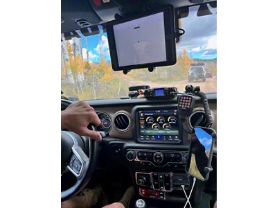 CMM Offroad Rear View Mirror Delete with 1-Inch Ball and RAM X-Grip XL Phone Mount; (20-25 Jeep Gladiator JT)