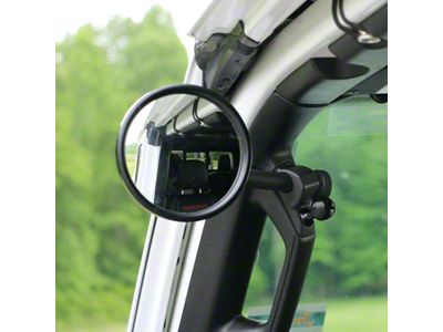 CMM Offroad Single A-Pillar Side Mirror with Base Mount, 6-Inch Arm and 1-Inch Ball; Black; Driver or Passenger Side (18-23 Jeep Wrangler JL)