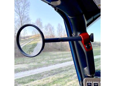 CMM Offroad A-Pillar Side Mirror with Base Mount, 8-Inch Arm and 20mm Ball; Red; Driver and Passenger Side (18-23 Jeep Wrangler JL)