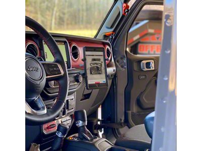 CMM Offroad Grab Bar Ball Mount with with 1-Inch Ball and RAM X-Grip XL Phone Mount; Black (18-25 Jeep Wrangler JL)