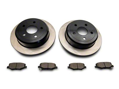 C&L OE Replacement Black Coated Brake Rotor and Pad Kit; Rear (07-18 Jeep Wrangler JK)