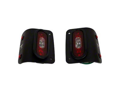 Combat Off Road Tail Gunner LED Tail Lights; Black Housing; Red Clear Lens (18-25 Jeep Wrangler JL)