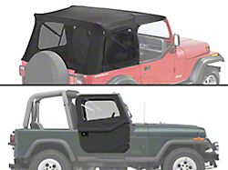 Bestop Supertop Classic Replacement Soft Top with Tinted Windows and 2-Piece Full Fabric Doors; Black Denim (80-95 Jeep CJ7 & Wrangler YJ w/ Full Doors)