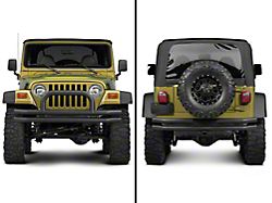 Barricade Double Tubular Front and Rear Bumpers with Classic Over-Rider Hoop and Receiver Hitch; Textured Black (76-06 Jeep CJ, Wrangler YJ & TJ)