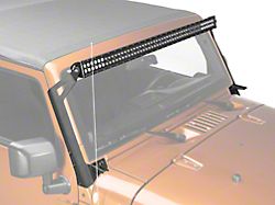 Raxiom 50-Inch Straight Dual Row LED Light Bar with Light Bar Windshield Mount and Auxiliary Bracket; Flood/Spot Combo Beam (07-18 Jeep Wrangler JK)