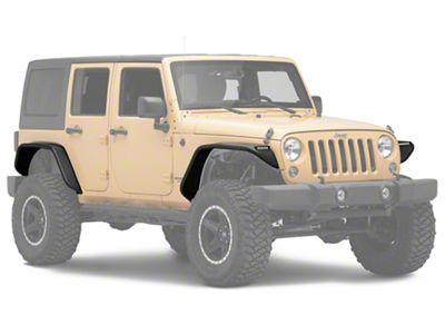 Jeep Licensed by RedRock Tubular Fender Flares with LED DRL and Jeep Logo; Front and Rear (07-18 Jeep Wrangler JK)