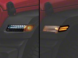 Raxiom Axial Series LED Fender Flare Marker Lights and Sequential LED Parking/Turn Signal Lights; Smoked (18-25 Jeep Wrangler JL Sport w/ Factory Halogen Lights)
