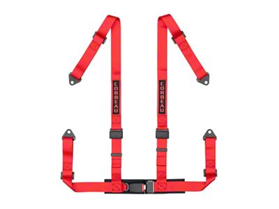 Corbeau 2-Inch 4-Point Bolt-In Harness Belt; Red (Universal; Some Adaptation May Be Required)