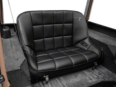 Corbeau 36-Inch Baja Bench Suspension Seat; Black Vinyl (76-95 Jeep CJ5, CJ7, Wrangler YJ)