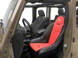 Corbeau Baja SS Suspension Seat; Black Vinyl/Red Cloth (Universal; Some Adaptation May Be Required)