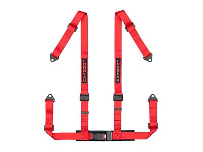 Corbeau 2-Inch 4-Point Bolt-In Harness Belt; Red (Universal; Some Adaptation May Be Required)