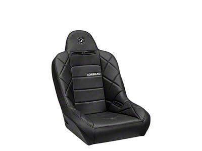 Corbeau Baja JP Wide Suspension Seats with Double Locking Seat Brackets; Black Vinyl (78-86 Jeep CJ7)