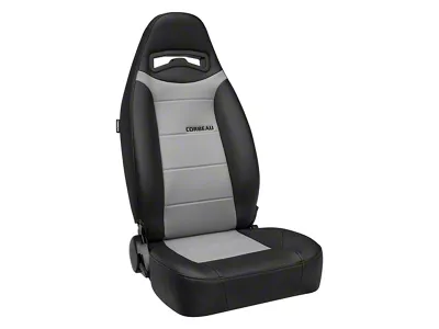 Corbeau Moab Reclining Seats with Double Locking Seat Brackets; Black Vinyl/Grey Perforated Vinyl (78-86 Jeep CJ7)