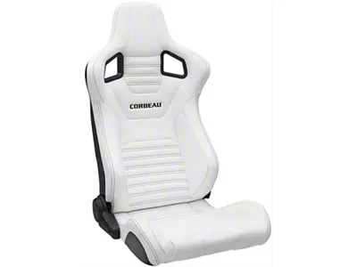 Corbeau Sportline RRS Reclining Seats with Double Locking Seat Brackets; White Vinyl/Black Stitch (78-86 Jeep CJ7)