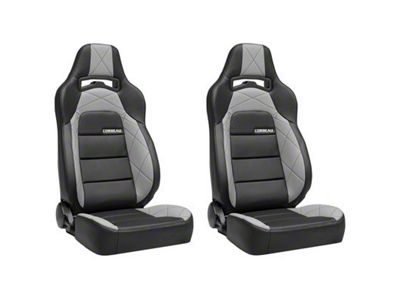 Corbeau Trailcat Reclining Seats with Double Locking Seat Brackets; Black Vinyl/Gray HD Vinyl (78-86 Jeep CJ7)