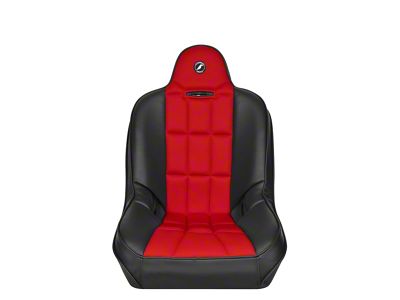 Corbeau Baja SS Suspension Seat; Black Vinyl/Red Cloth (Universal; Some Adaptation May Be Required)