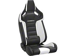 Corbeau FXR Reclining Seats; Black and White Vinyl with White FRP Shell (Universal; Some Adaptation May Be Required)