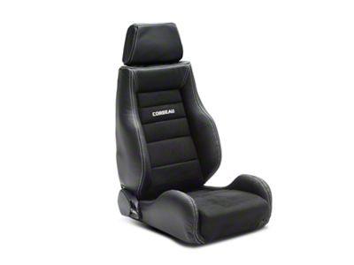 Corbeau GTS II Reclining Seats with Double Locking Seat Brackets; Black Leather/Suede (20-25 Jeep Gladiator JT)