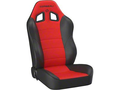 Corbeau Baja XRS Suspension Seats with Double Locking Seat Brackets; Black Vinyl/Red HD Vinyl (97-02 Jeep Wrangler TJ)