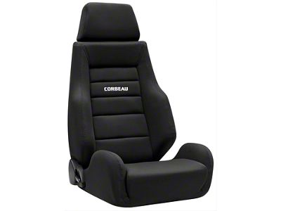 Corbeau GTS II Reclining Seats with Double Locking Seat Brackets; Black Cloth (87-90 Jeep Wrangler YJ)