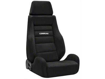 Corbeau GTS II Reclining Seats with Double Locking Seat Brackets; Black Suede (87-90 Jeep Wrangler YJ)