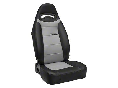 Corbeau Moab Reclining Seats with Double Locking Seat Brackets; Black Vinyl/Grey Perforated Vinyl (18-25 Jeep Wrangler JL)