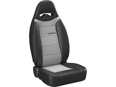 Corbeau Moab Reclining Seats with Double Locking Seat Brackets; Black Vinyl/Grey Perforated Vinyl (07-10 Jeep Wrangler JK 2-Door; 07-14 Jeep Wrangler JK 4-Door)