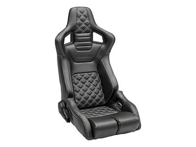 Corbeau Sportline RRB Reclining Seats with Double Locking Seat Brackets; Black Vinyl/Carbon Vinyl/White Diamond Stitch (91-95 Jeep Wrangler YJ)