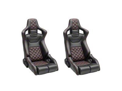 Corbeau Sportline RRB Reclining Seats with Double Locking Seat Brackets; Black Vinyl/Carbon Vinyl/Red Diamond Stitch (15-18 Jeep Wrangler JK 4-Door)