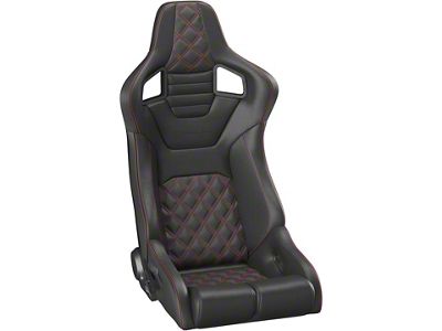 Corbeau Sportline RRB Reclining Seats with Double Locking Seat Brackets; Black Vinyl/Carbon Vinyl/Red Diamond Stitch (07-10 Jeep Wrangler JK 2-Door; 07-14 Jeep Wrangler JK 4-Door)