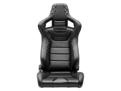 Corbeau Sportline RRS Reclining Seats with Double Locking Seat Brackets; Black Vinyl Diamond/White Stitching (91-95 Jeep Wrangler YJ)