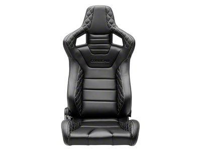 Corbeau Sportline RRS Reclining Seats with Double Locking Seat Brackets; Black Vinyl Diamond/White Stitching (87-90 Jeep Wrangler YJ)