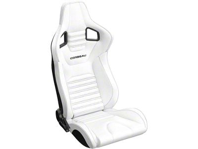 Corbeau Sportline RRS Reclining Seats with Double Locking Seat Brackets; White Vinyl/Black Stitch (18-25 Jeep Wrangler JL)