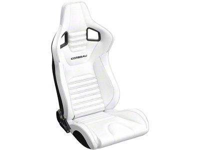 Corbeau Sportline RRS Reclining Seats with Double Locking Seat Brackets; White Vinyl/Black Stitch (87-90 Jeep Wrangler YJ)