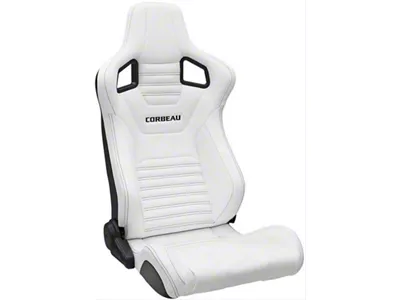 Corbeau Sportline RRS Reclining Seats with Double Locking Seat Brackets; White Vinyl/Black Stitch (97-02 Jeep Wrangler TJ)