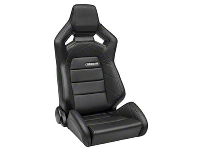 Corbeau Sportline RRX Reclining Seats with Double Locking Seat Brackets; Black Vinyl/Black HD Vinyl (18-25 Jeep Wrangler JL)
