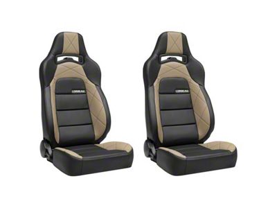 Corbeau Trailcat Reclining Seats with Double Locking Seat Brackets; Black Vinyl/Beige HD Vinyl (18-25 Jeep Wrangler JL)