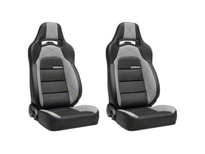 Corbeau Trailcat Reclining Seats with Double Locking Seat Brackets; Black Vinyl/Gray HD Vinyl (91-95 Jeep Wrangler YJ)