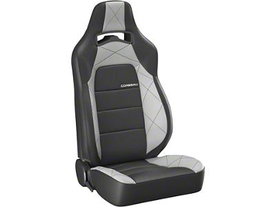 Corbeau Trailcat Reclining Seats with Double Locking Seat Brackets; Black Vinyl/Gray HD Vinyl (87-90 Jeep Wrangler YJ)