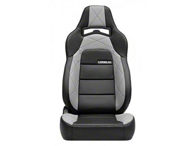 Corbeau Trailcat Reclining Seats with Double Locking Seat Brackets; Black Vinyl/Gray HD Vinyl (18-25 Jeep Wrangler JL)