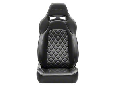 Corbeau Trailcat Reclining Seats with Double Locking Seat Brackets; Black Vinyl/White Stitching (91-95 Jeep Wrangler YJ)