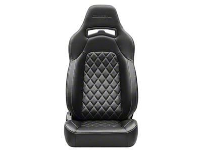 Corbeau Trailcat Reclining Seats with Double Locking Seat Brackets; Black Vinyl/White Stitching (15-18 Jeep Wrangler JK 4-Door)