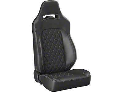 Corbeau Trailcat Reclining Seats with Double Locking Seat Brackets; Black Vinyl/White Stitching (07-10 Jeep Wrangler JK 2-Door; 07-14 Jeep Wrangler JK 4-Door)