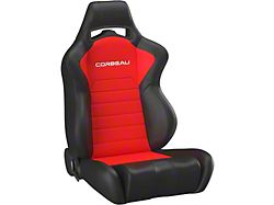 Corbeau LG1 Racing Seats; Red Cloth; Pair (Universal; Some Adaptation May Be Required)
