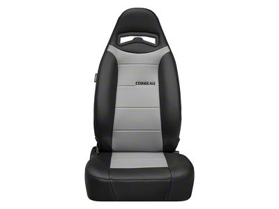 Corbeau Moab Reclining Seats with Seat Heater; Black Vinyl/Grey Perforated Vinyl; Pair (Universal; Some Adaptation May Be Required)