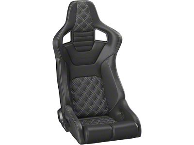 Corbeau Sportline RRB Reclining Seats; Black Vinyl/Carbon Vinyl/White Diamond Stitch; Pair (Universal; Some Adaptation May Be Required)
