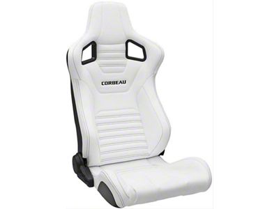 Corbeau Sportline RRS Reclining Seats with Double Locking Seat Brackets; White Vinyl/Black Stitch (05-15 Tacoma)