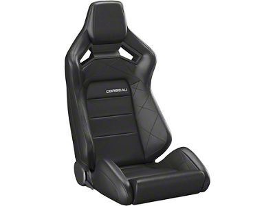 Corbeau Sportline RRX Reclining Seats; Black Vinyl/Black HD Vinyl; Pair (Universal; Some Adaptation May Be Required)