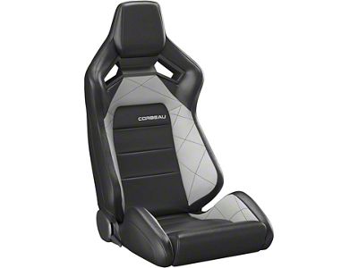 Corbeau Sportline RRX Reclining Seats; Black Vinyl/Gray HD Vinyl; Pair (Universal; Some Adaptation May Be Required)