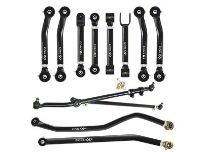 Cruise Series Adjustable Upper and Lower Control Arm, Track Bar and Currectlync Kit (97-06 Jeep Wrangler TJ)